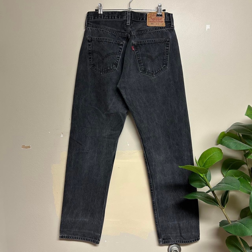 Vintage 90s Levis 501 Faded Black Button Fly Jeans Mens 29x30.5
